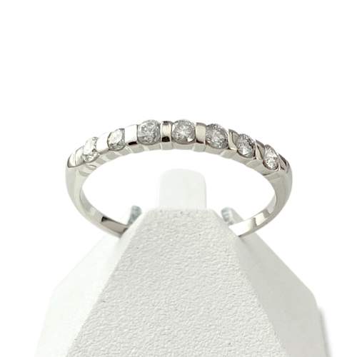 Bague demi tour d'occasion or 750 blanc diamants