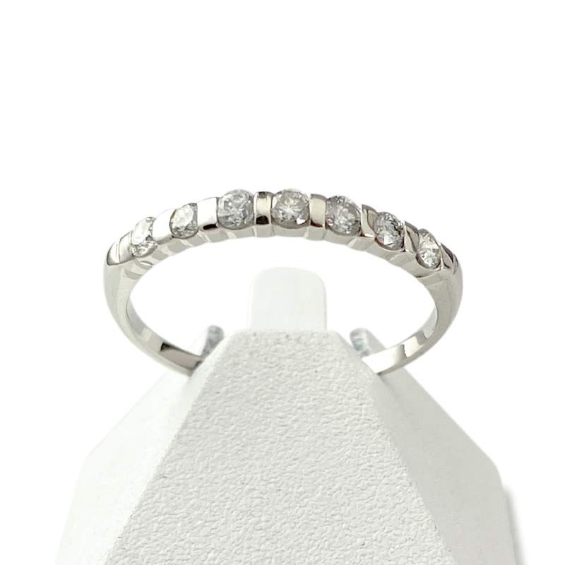 Bague demi tour d'occasion or 750 blanc diamants - vue 1