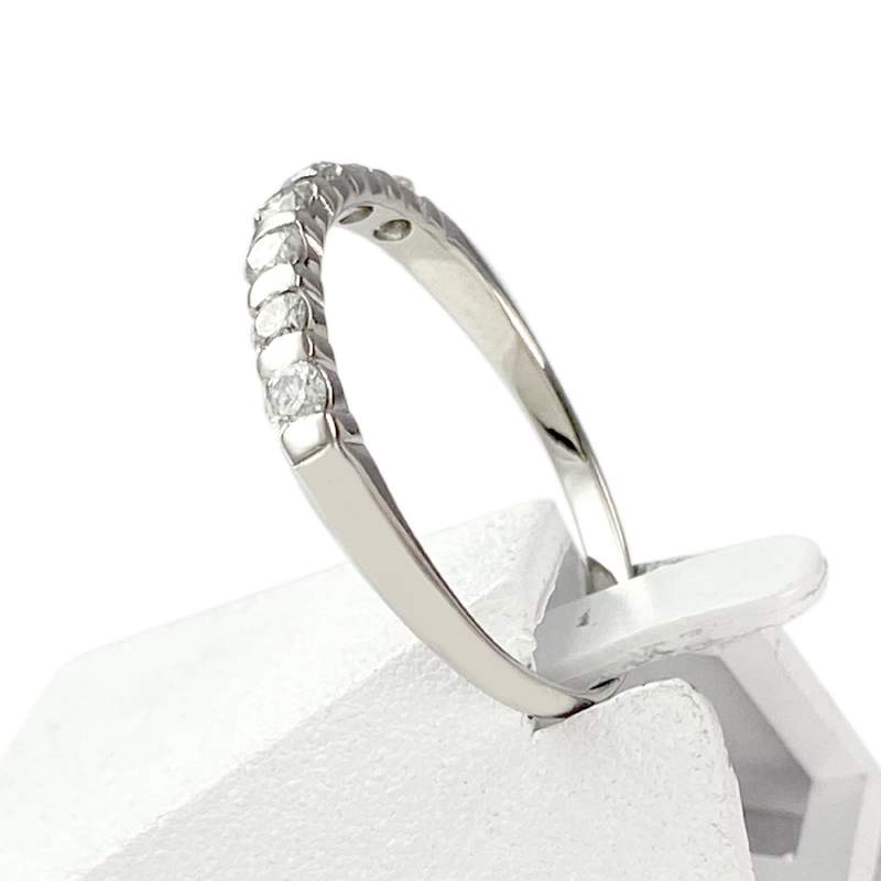 Bague demi tour d'occasion or 750 blanc diamants - vue 2