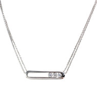 Collier messika d'occasion or 750 blanc maille forçat diamants 43 cm