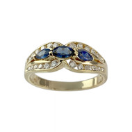Bague d'occasion or 750 jaune saphirs diamants