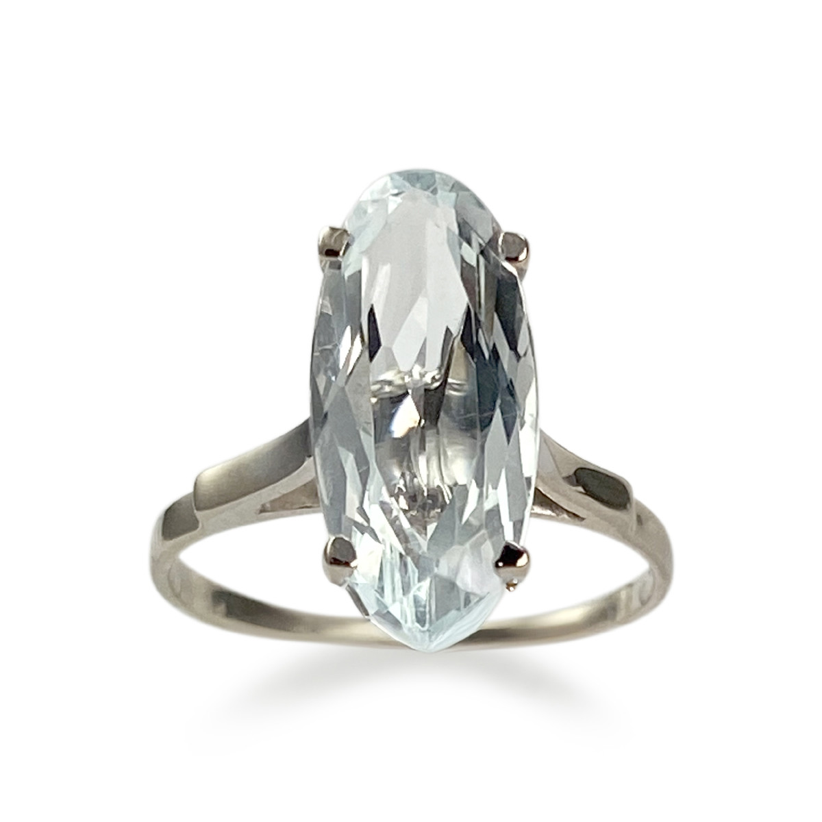 Bague d'occasion or 750 blanc aigue marine