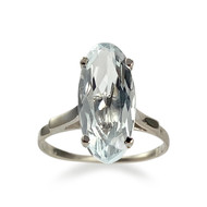 Bague d'occasion or 750 blanc aigue marine