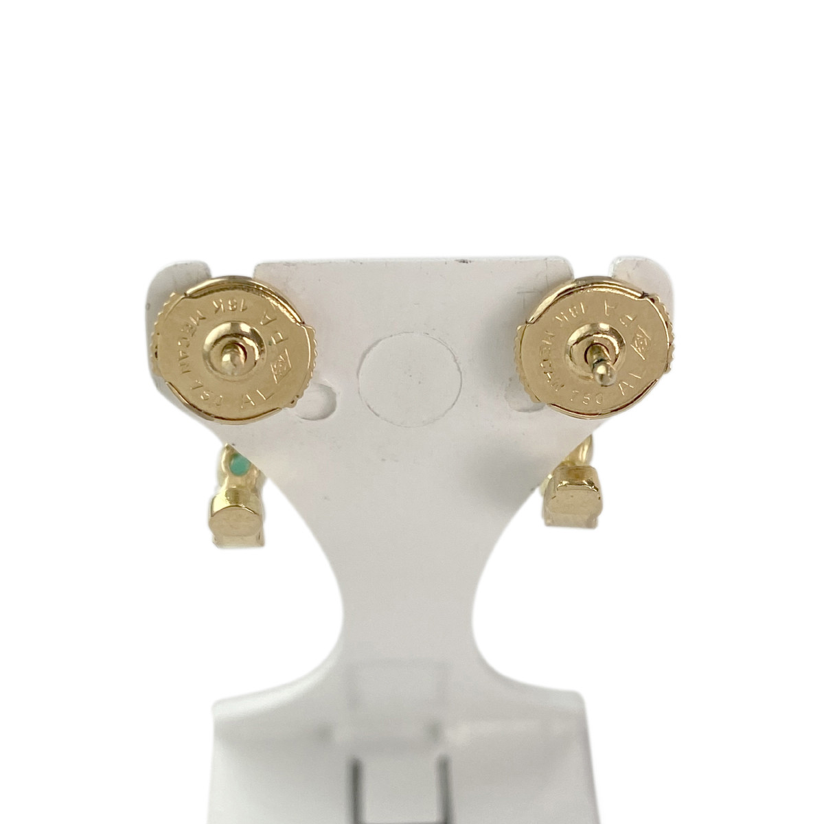 Demi créoles d'occasion or 750 jaune diamants émeraudes - vue 3