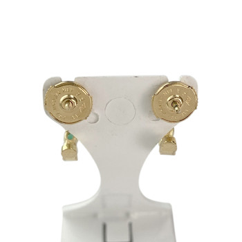 Demi créoles d'occasion or 750 jaune diamants émeraudes