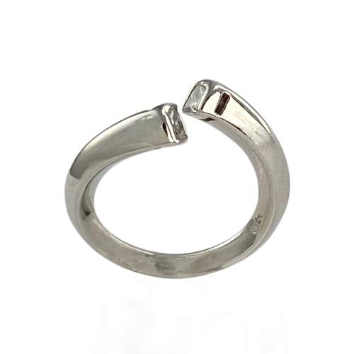 Bague d'occasion or 750 blanc diamants