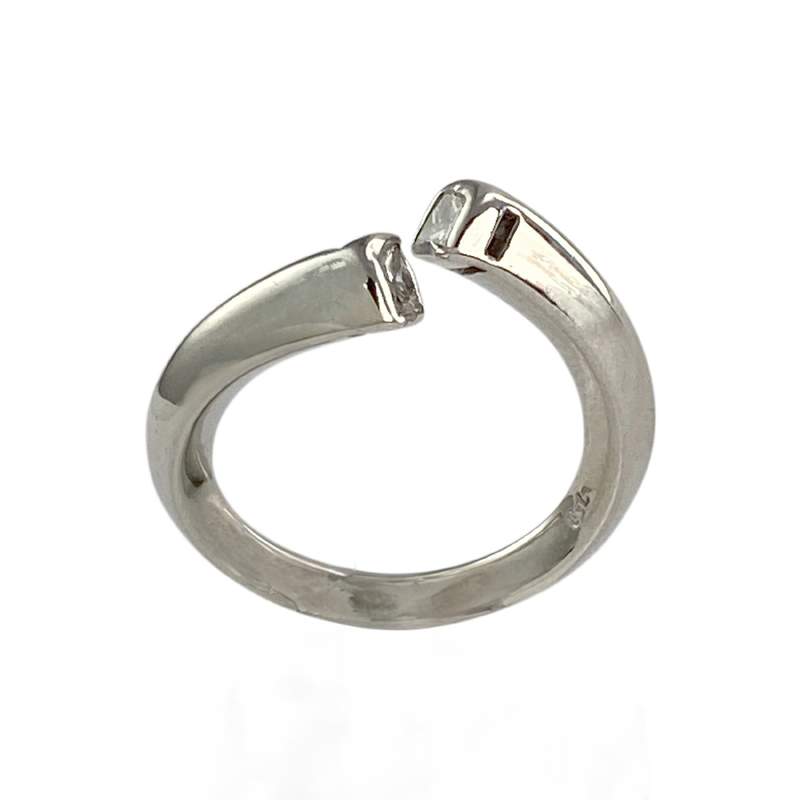 Bague d'occasion or 750 blanc diamants - vue 1