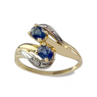 Bague d'occasion or 750 2 tons saphirs diamants