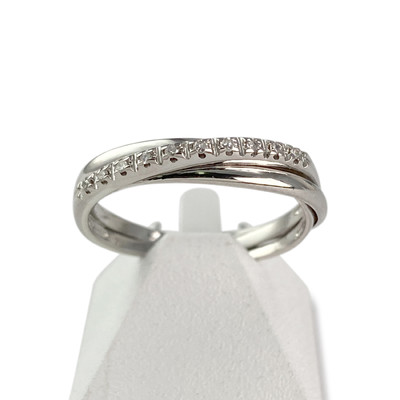 Bague d'occasion or 750 blanc diamants - vue 1