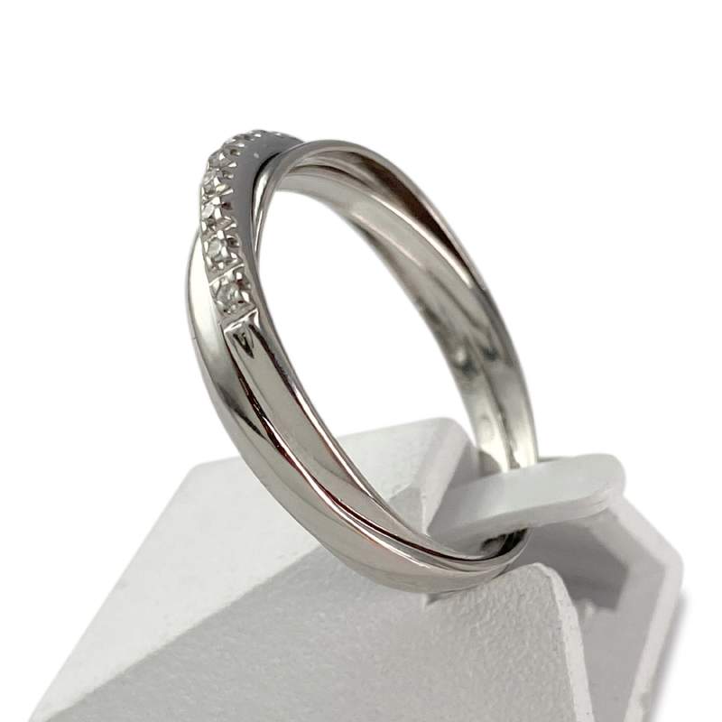 Bague d'occasion or 750 blanc diamants - vue 5