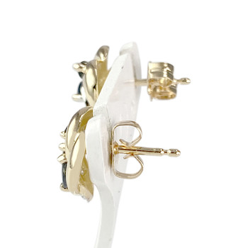 Boucles d'oreilles clous d'occasion or 750 2 tons saphirs diamants