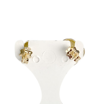 Boucles d'oreilles clous d'occasion or 750 2 tons saphirs diamants