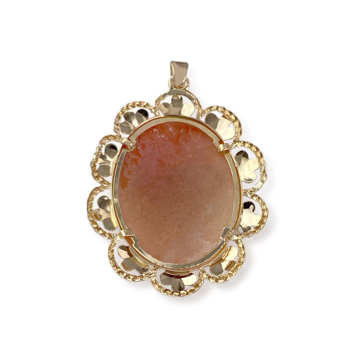Pendentif d'occasion or 750 jaune camée coquille ovale - vue 2