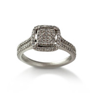 Bague d'occasion or 375 blanc diamants