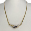 Collier d'occasion or 750 2 tons maille anglaise saphirs diamants 42,5 cm - vue V2