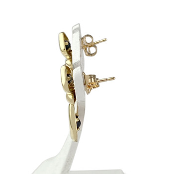 Boucles d'oreilles clous d'occasion or 750 jaune saphirs