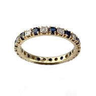 Bague tour complet d'occasion 2 ors 750 diamants saphirs