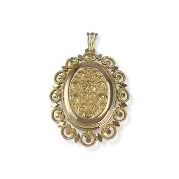 Tweedehands hanger in 750 geel goud met fotohouder
