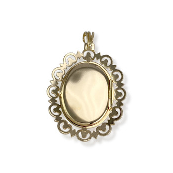 Tweedehands hanger in 750 geel goud met fotohouder