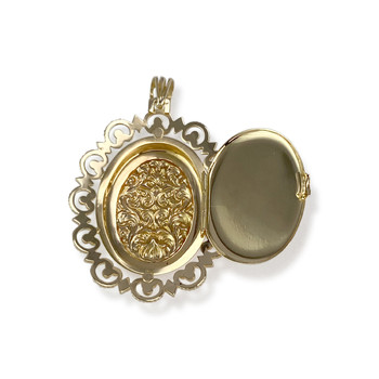 Tweedehands hanger in 750 geel goud met fotohouder