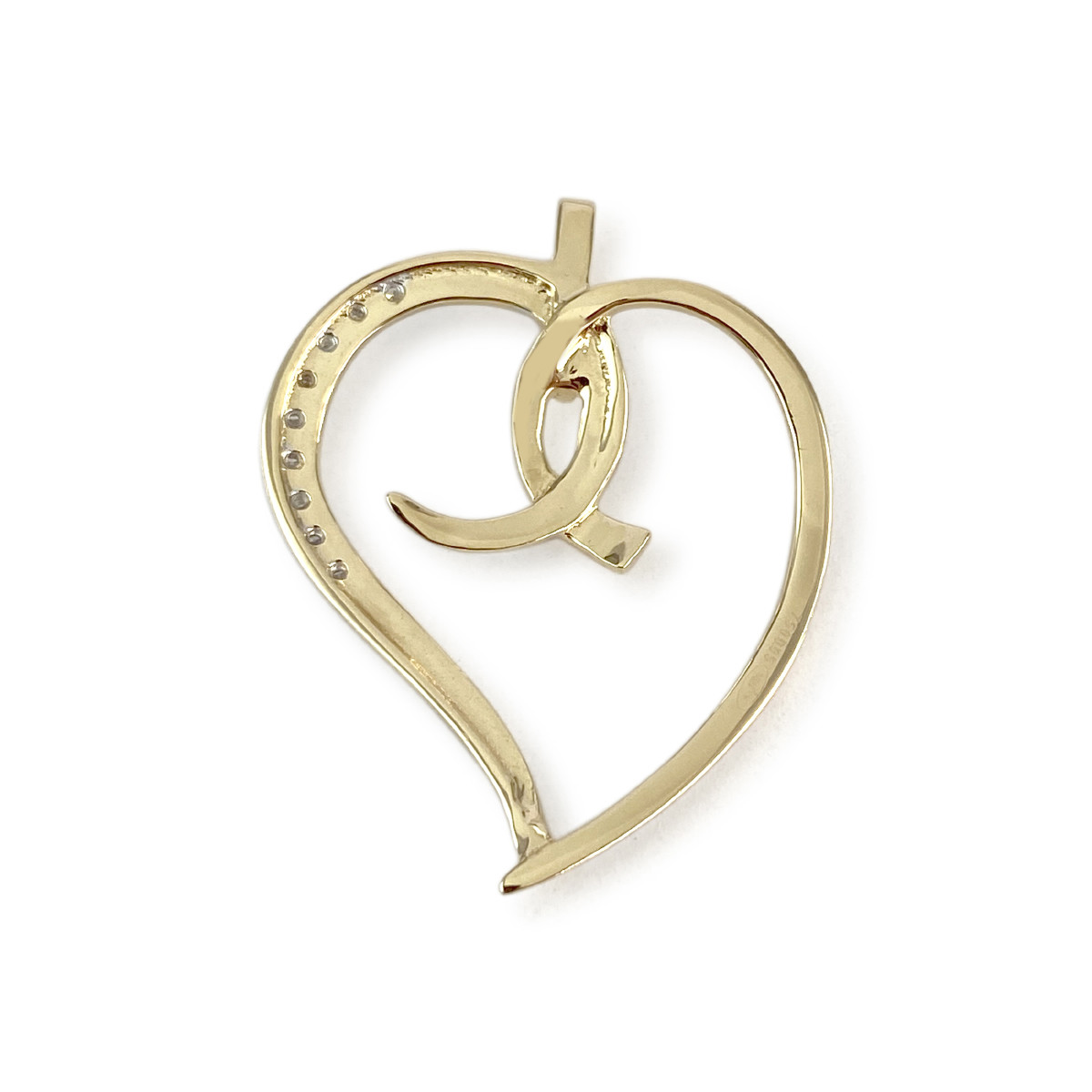 Pendentif coeur d'occasion or 750 2 tons diamants - vue 2