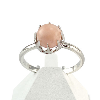 Bague d'occasion or 750 blanc corail boule
