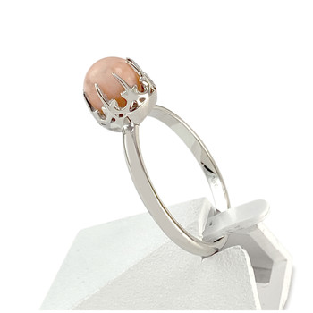 Bague d'occasion or 750 blanc corail boule