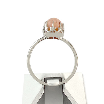 Bague d'occasion or 750 blanc corail boule