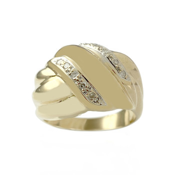 Tweedehands gouden ring 750 2 toon diamanten
