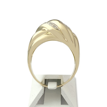 Tweedehands gouden ring 750 2 toon diamanten