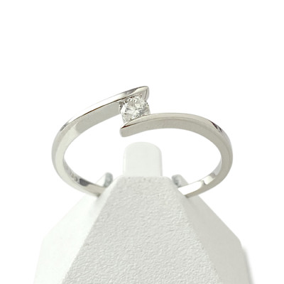 Solitaire d'occasion or 750 blanc diamant - vue 1