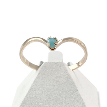 Tweedehands goud 750 geel turkoois gereconstitueerde ring