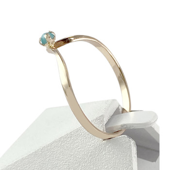 Tweedehands goud 750 geel turkoois gereconstitueerde ring