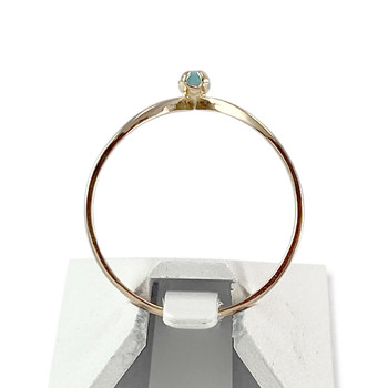 Tweedehands goud 750 geel turkoois gereconstitueerde ring