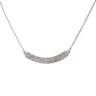 Collier d'occasion or 750 blanc maille forçat diamants 42 cm