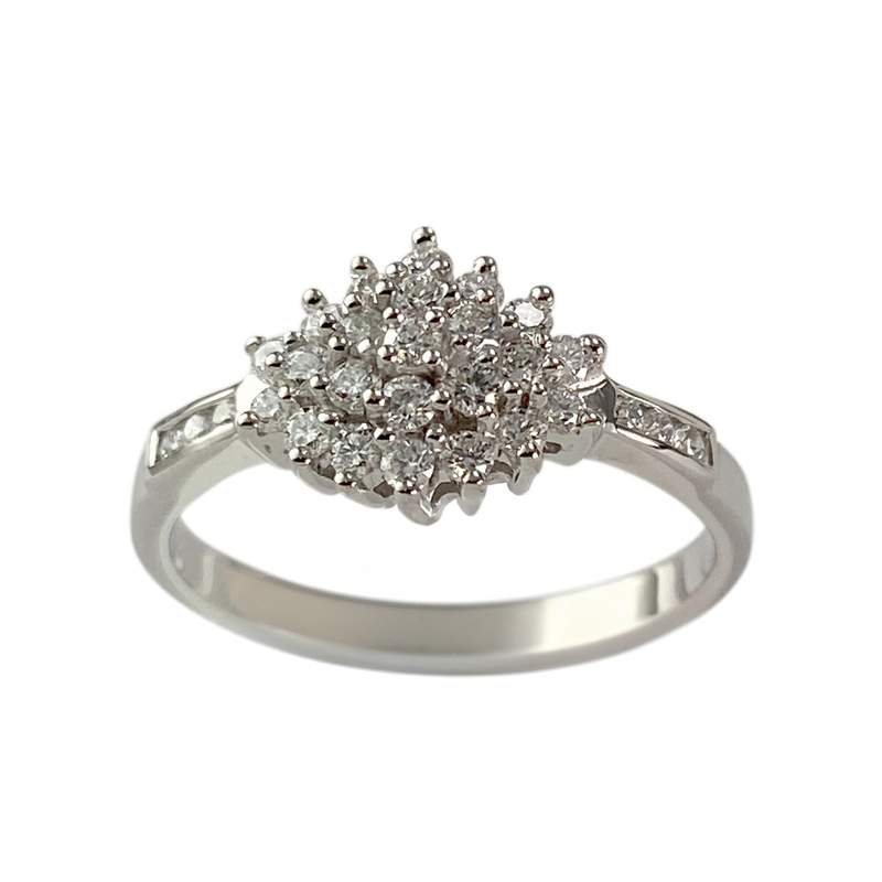 Bague d'occasion or 750 blanc diamants - vue 1