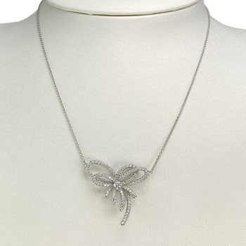 Secondhand gold necklace 750 white diamonds mesh forçat 42 cm