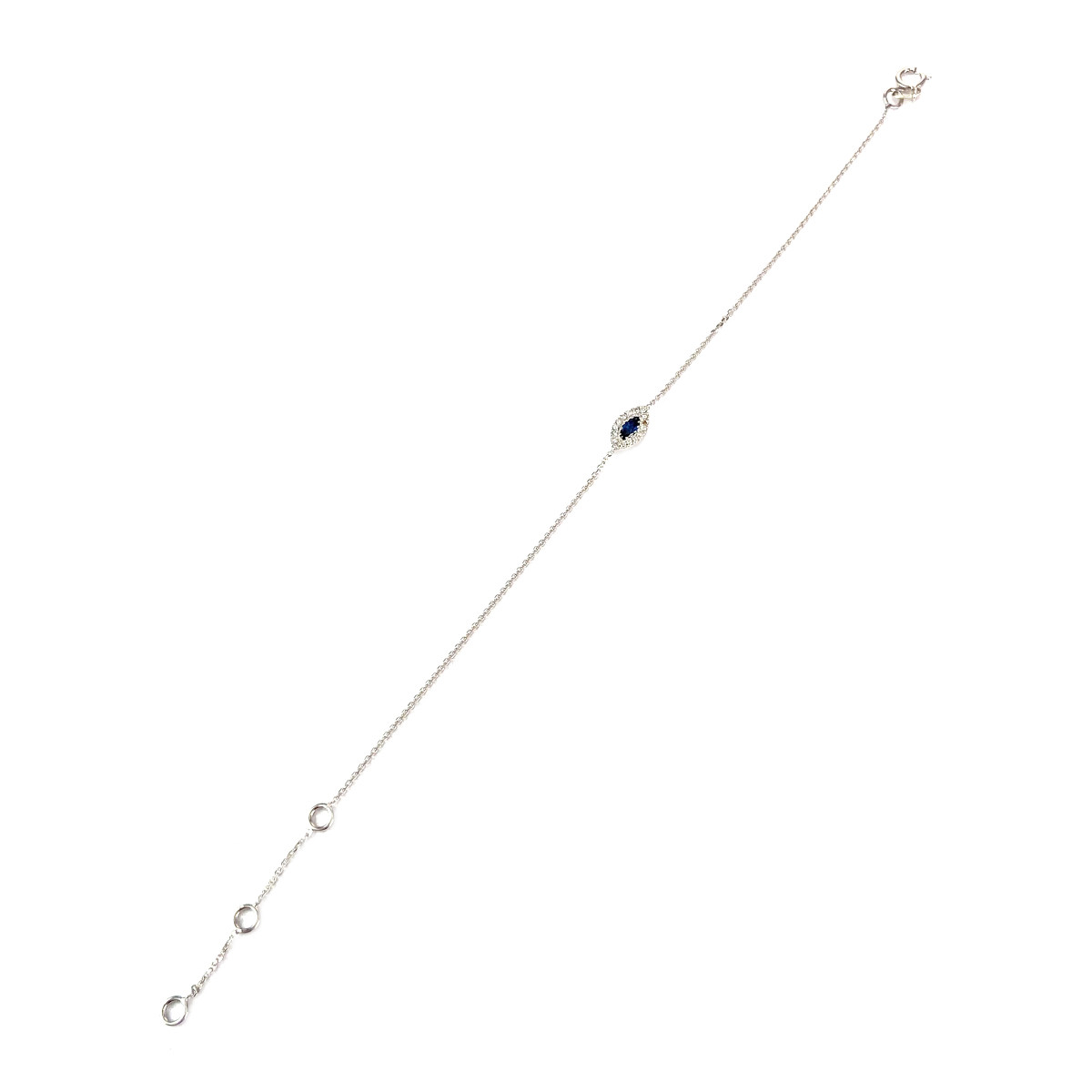 Bracelet d'occasion or 375 blanc saphir diamants 17 cm - vue 2