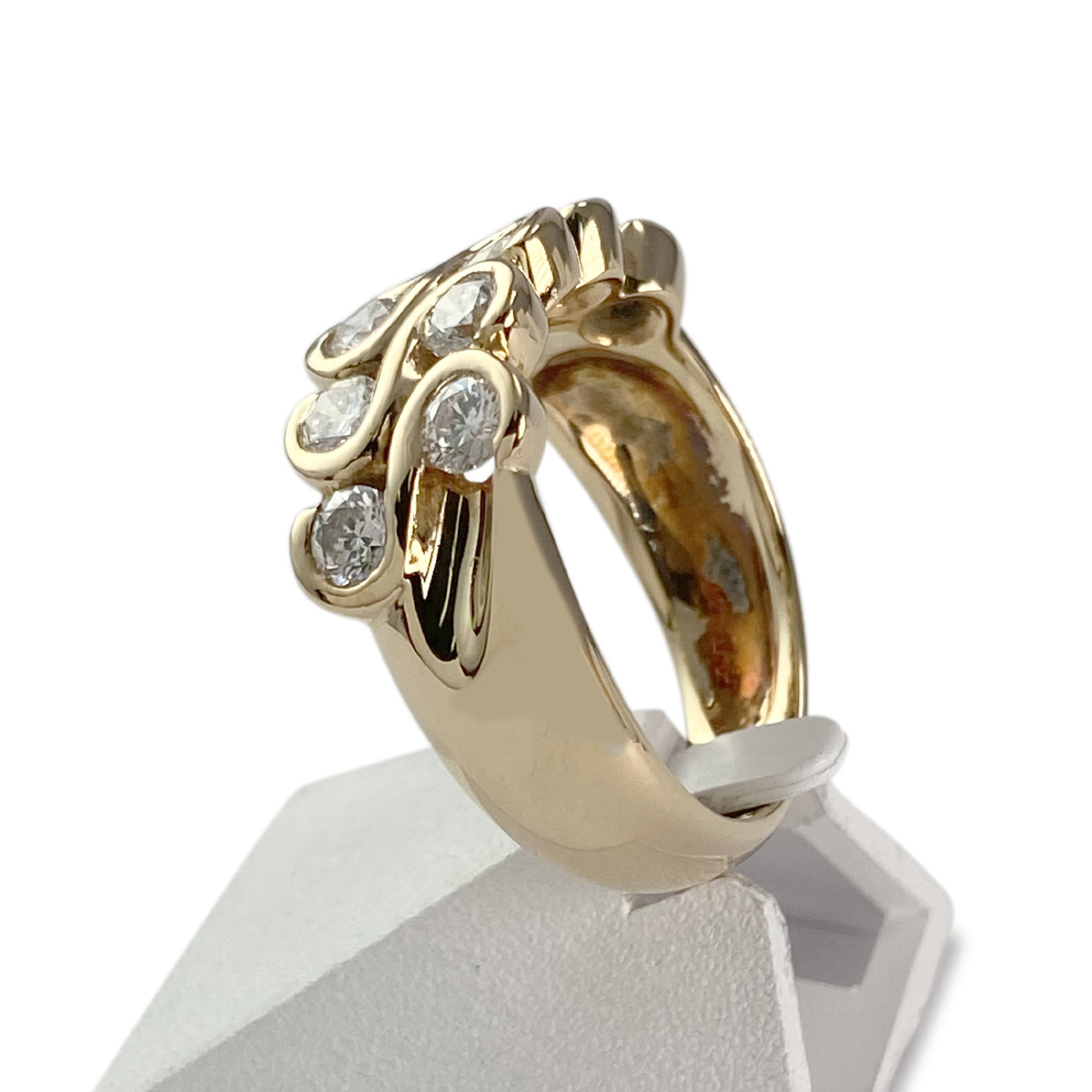 Bague d'occasion or 750 jaune diamants - vue 2