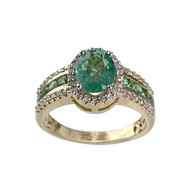 Bague d'occasion or 750 2 tons émeraudes diamants