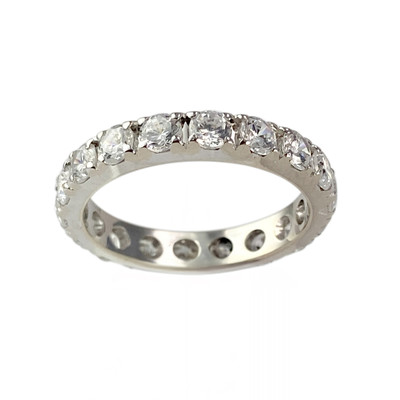 Bague d'occasion or 750 blanc tour complet zirconias