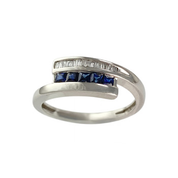 Second-hand gold 750 white sapphires diamonds ring