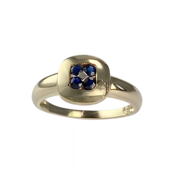 Tweedehands gouden ring 750 2 toon saffieren