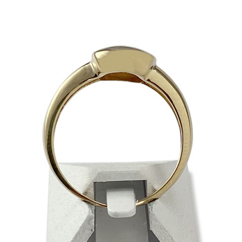 Tweedehands gouden ring 750 2 toon saffieren