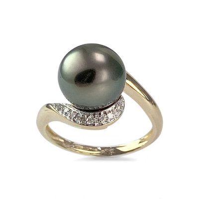 Bague d'occasion or 750 2 tons perle de tahiti diamants