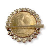 Broche d'occasion or 750 jaune porte pièce rubis synthétiques - vue V2