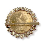 Broche d'occasion or 750 jaune porte pièce rubis synthétiques - vue 2