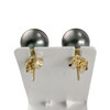 Boucles d'oreilles clous d'occasion or 375 jaune perles de tahiti - vue V3