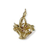 Pendentif fleurs d'occasion or 750 2 tons diamants émeraudes saphirs rubis nacre - vue V2