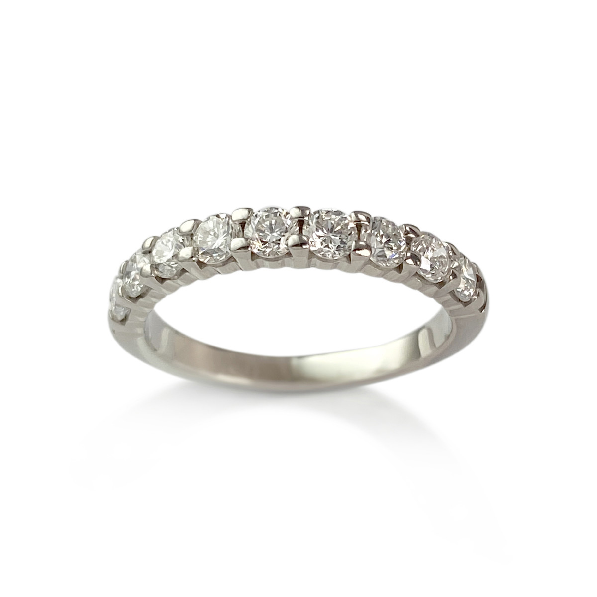 Bague demi tour d'occasion or 750 blanc diamants